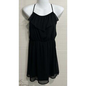 NoBo Little Black Dress Chiffon Adjustable Straps Sheer Ruffle Overlay S, Twee